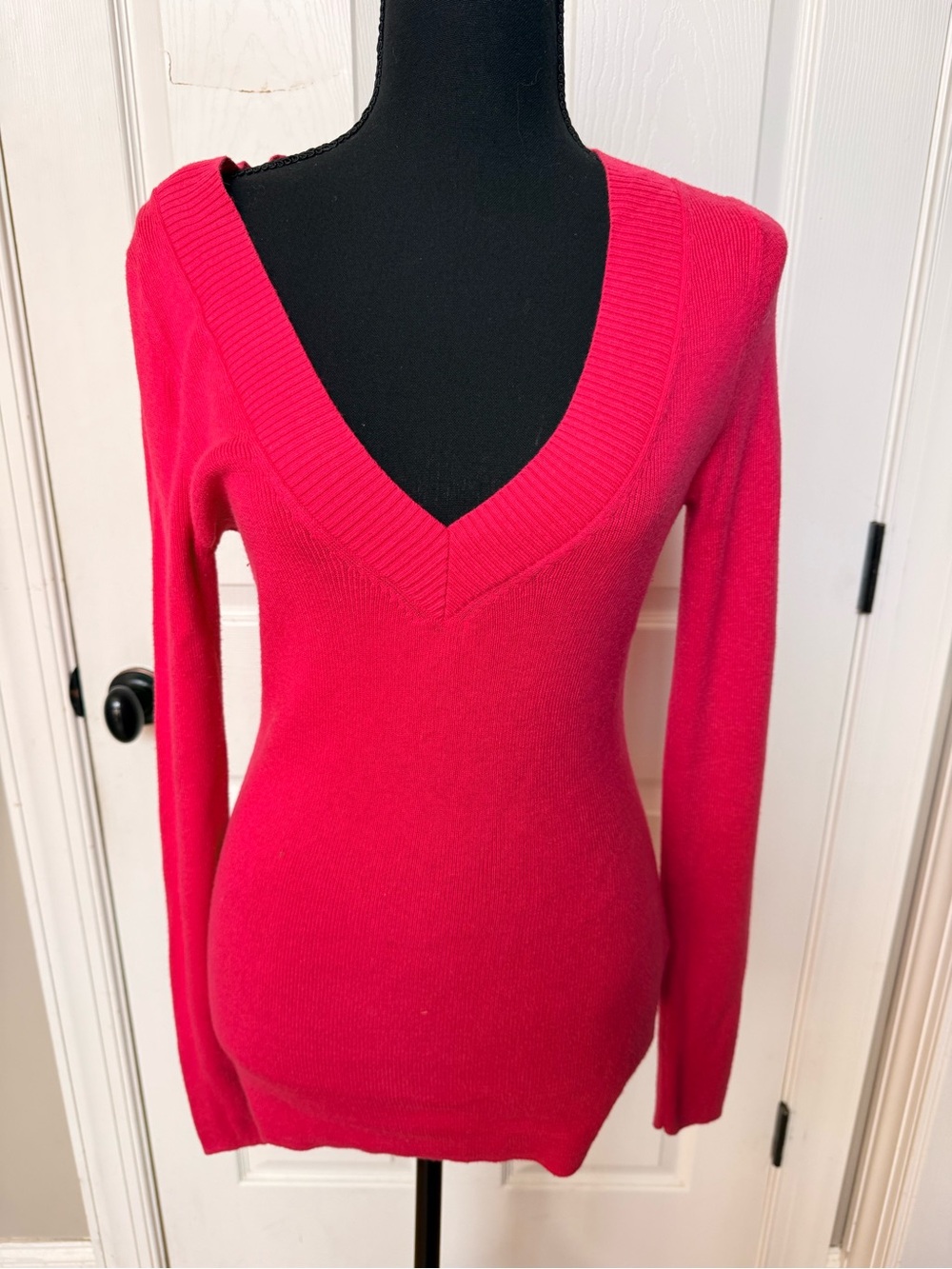 Express Fuchsia Pink V-Neck Sweater